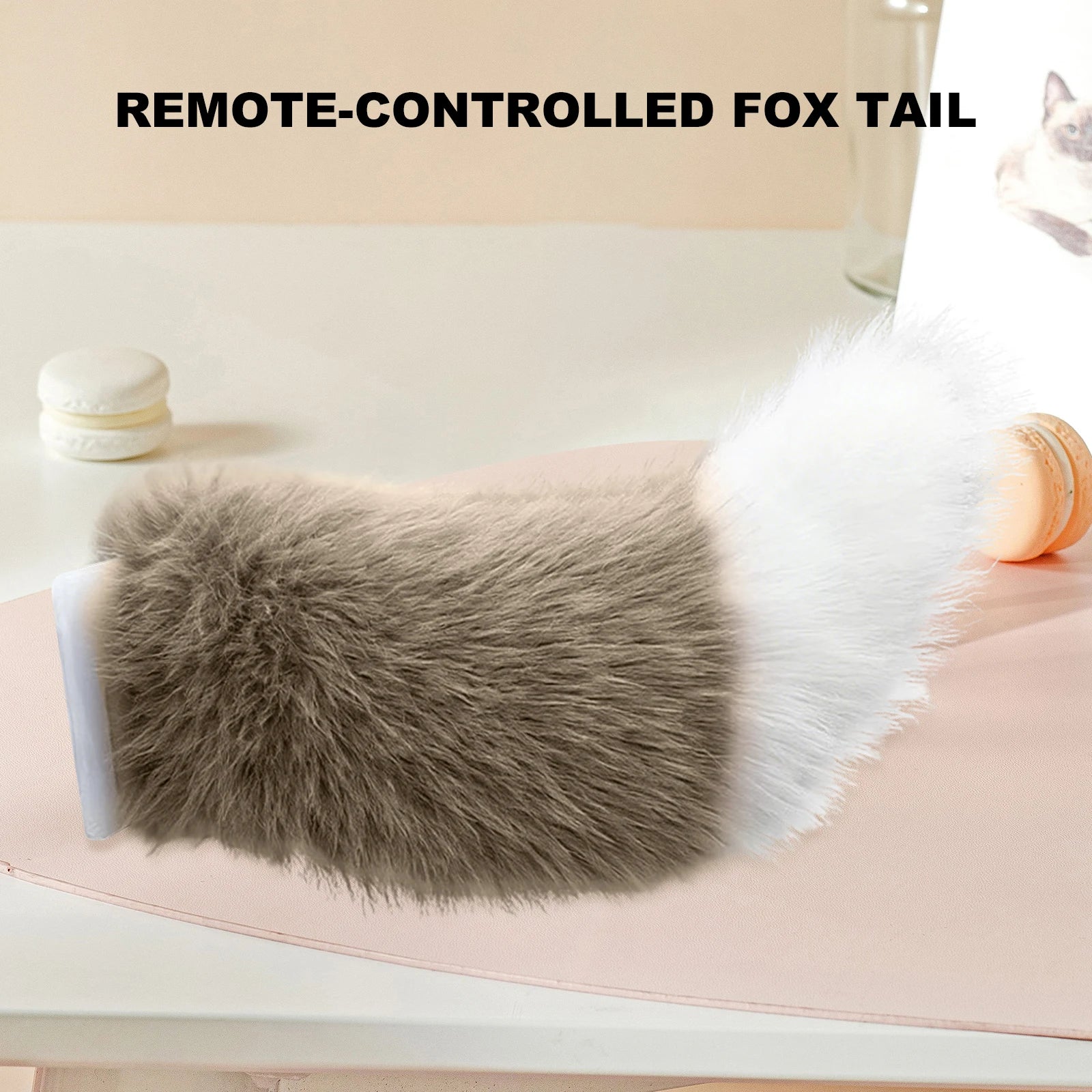 Remote Control Electric Wagging Fox Tail for Scooter Plush Faux Fur Car Rear Decoration Moving Animal Tail Accessory