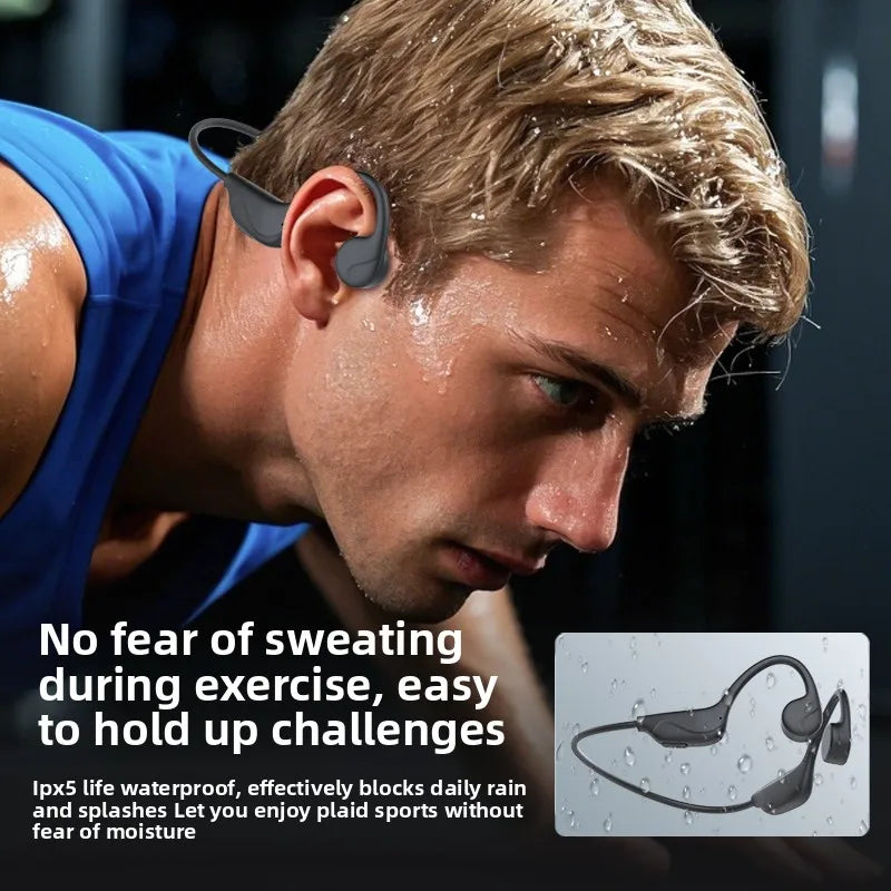 Bone Conduction Headphones Bluetooth 6.0 Wireless Sport Earphone Stereo Sound for Running Cycling Gym