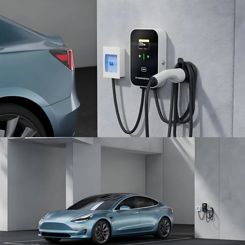 New 7KW Type2 Electric Vehicle Charger 32A EV Charging Station Type1 GBT EVSE Wallbox 1Phase EV Chargers with Screen Card