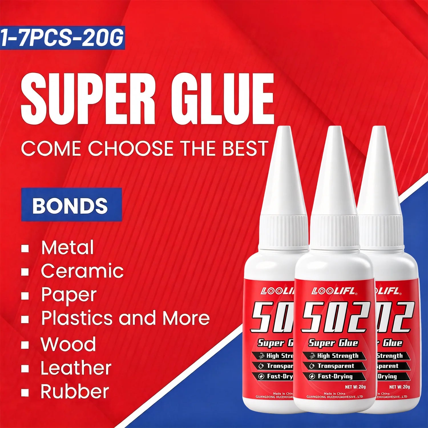 Quick Dry Super Glue 502 Instant Strong Bond Multi‑purpose Clear For Home Industrial Daily Fixing Metal Wood Glass DIY Repair