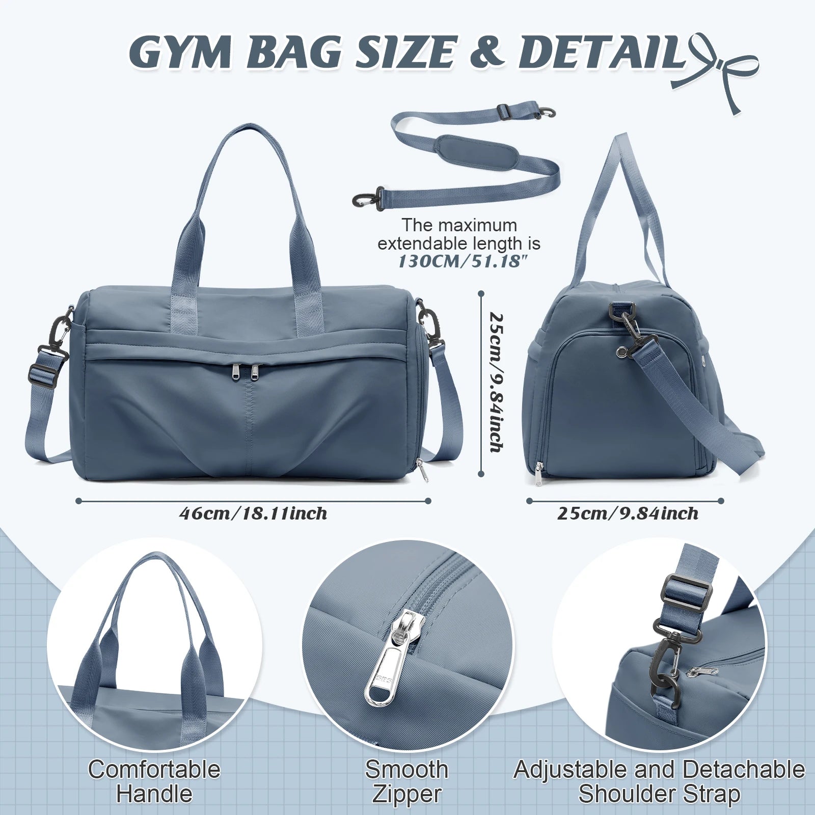 Carry-On Luggage Travel Bag Duffle Bag Large Capacity Durable Nylon Tote with Multiple Compartments，Men Women Sports Fitness Bag
