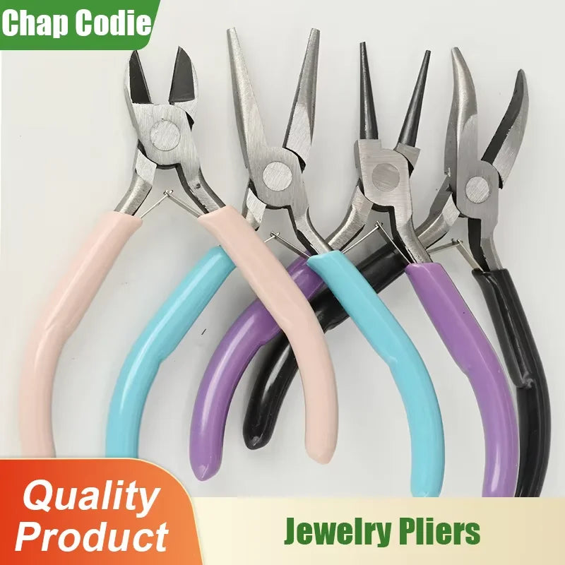 Carbon Steel Jewelry Pliers Needle/Chain/Round Nose Wire Cutter Tweezers Jewel Repair Handcrafts Beading Sewing Pliers Tool
