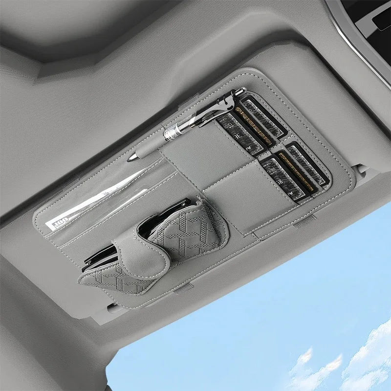 Multifunctional Car Storage Bag Sunshade Card Holder Sunglasses Clip Car Glasses Organizer