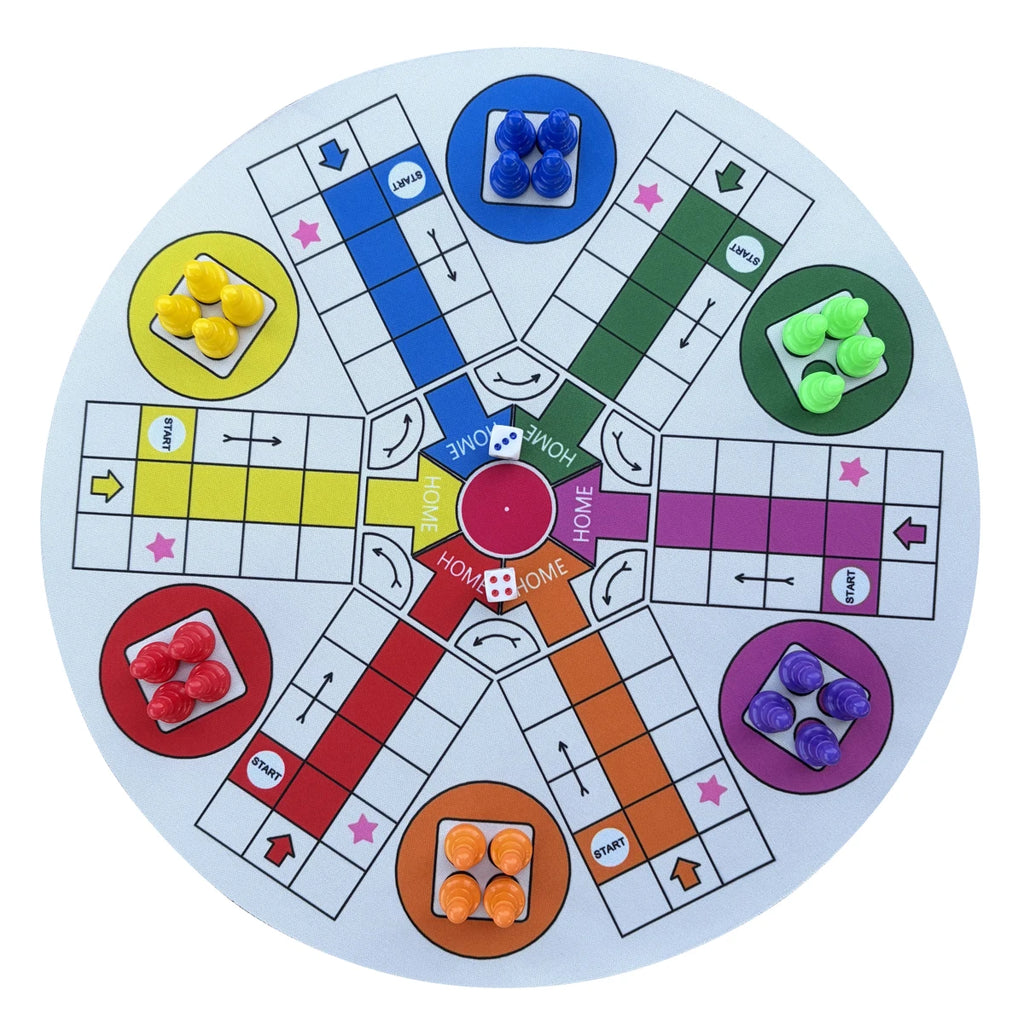 New Round Ludo Board Game Classic Strategy Game For 2-6 Players with Clearly Marked Sections Colorful Family Game Night Activity