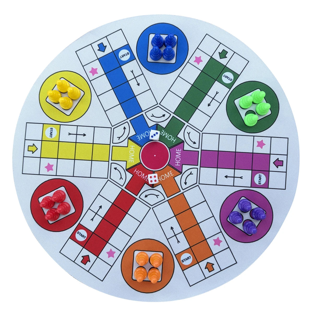 New Round Ludo Board Game Classic Strategy Game For 2-6 Players with Clearly Marked Sections Colorful Family Game Night Activity