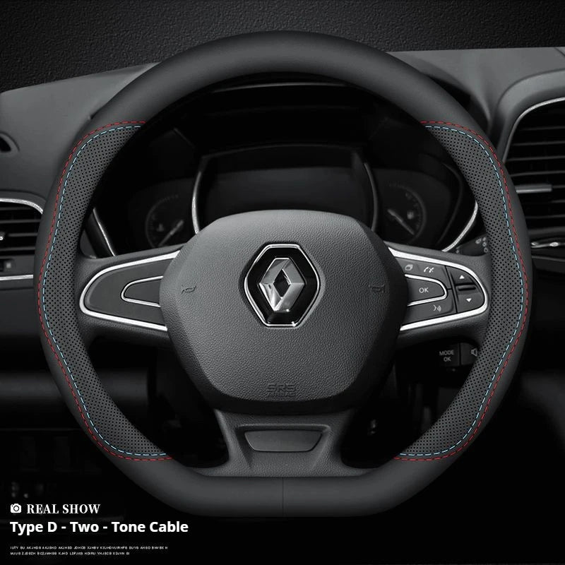 Car Steering-Wheels Cover 38cm Leather For Renault Clio Fluence Megane Laguna Talisman Captur Kadjar Kaptur Koleos Scenic Espace