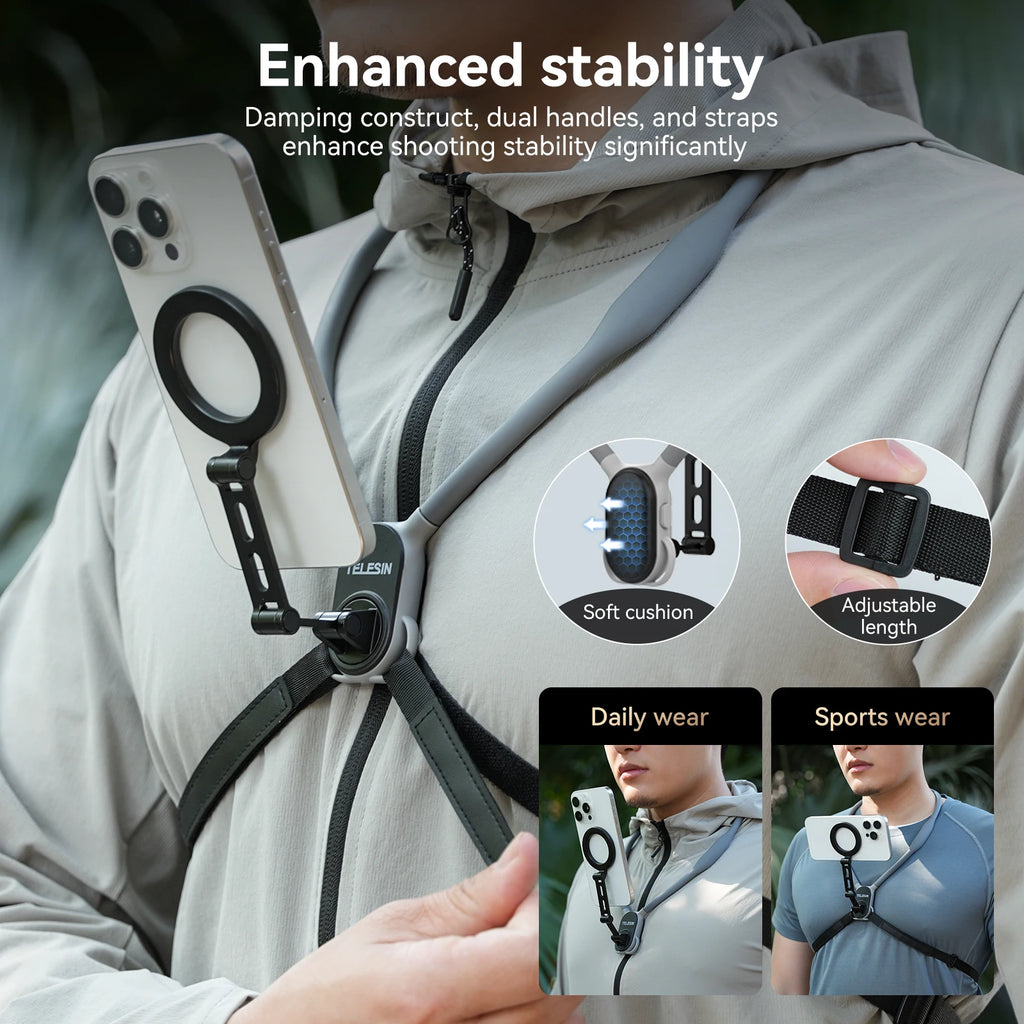 TELESIN Max Magnetic Neck Mount Silicone Quick Release Hold for Iphone 15 14 13 12 11 10 SAMSUNG HUAWEI XIAOMI Phone Accessories