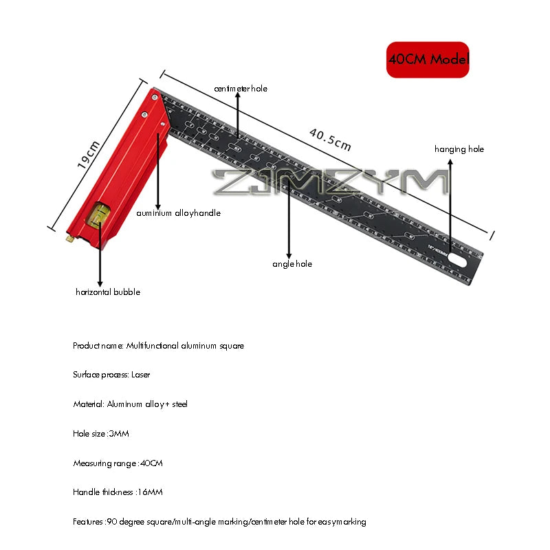 Aluminum Alloy Multi-angle Measuring Ruler Square Ruler Parallel Line Drawing Hole Scribing Ruler Layout DIY Tool отверстиями