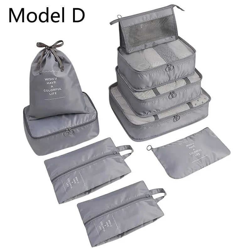 9Pcs/set High Quality Luggage Storage Bags For Packing Cube Clothes Underwear Cosmetic Bag Travel Suitcase Organizer Bag Pouch