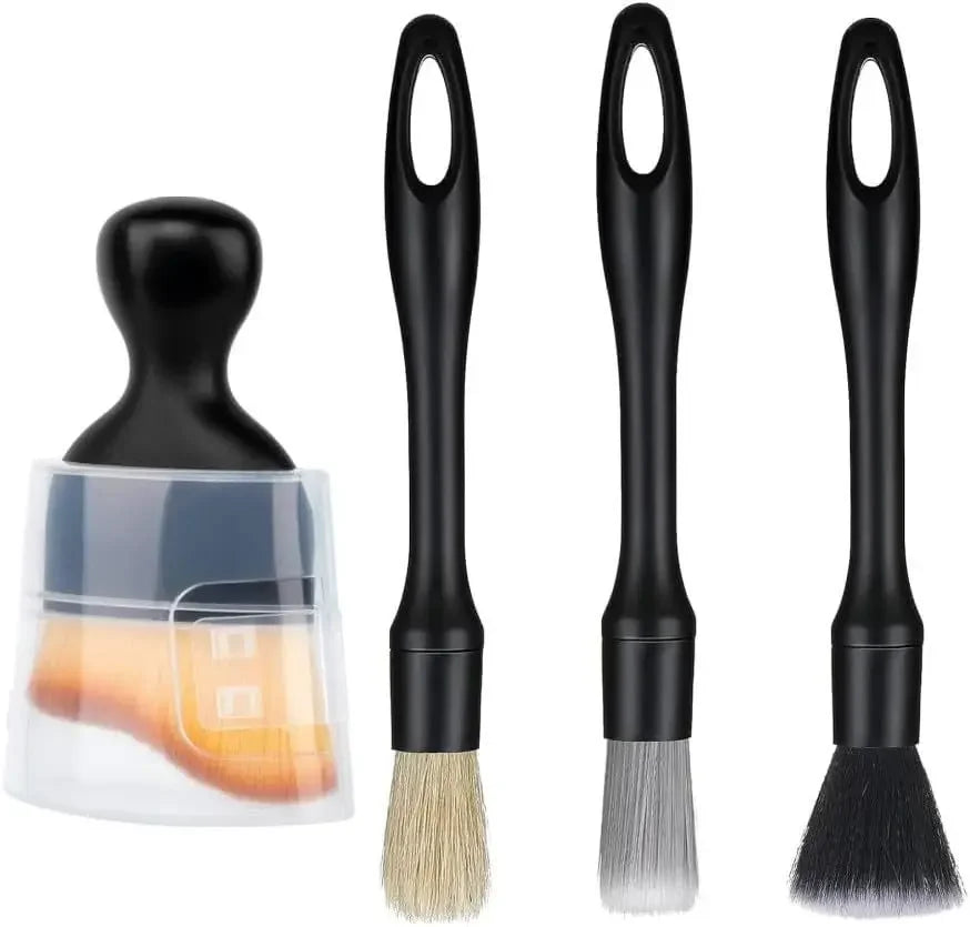 3/4 PCS Car Detailing Brush Set for Cleaning Exterior Boars Bristle Detailing Brushes Car Interior Cleaning Kit