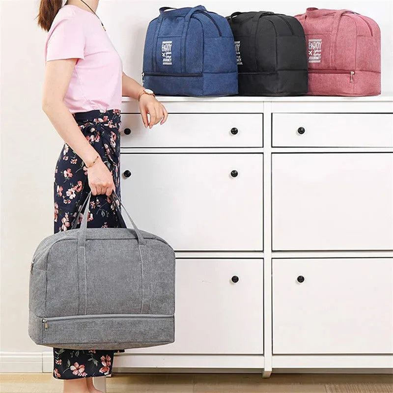 Double-Layer Waterproof Travel Bag for Gym & Swimming -Portable Handheld Dry/Wet Separation Cosmetic Toiletry Storage Unisex Bag