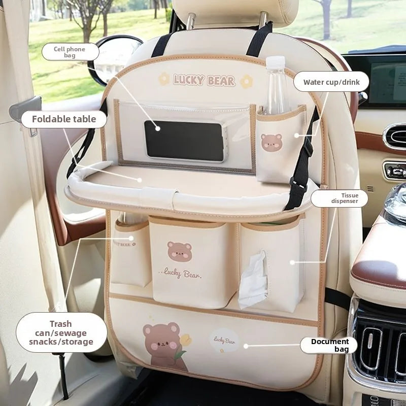 Car Seat Back Organizer - Rear Hanging Storage Bag, Backseat Table Tray, Vehicle Mounted Desk Board