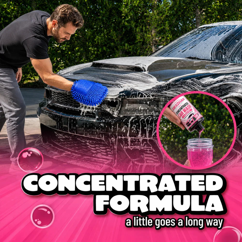 SIKEZHAN 3Pcs Car Wash Liquid with Microfiber Wash Mitt High Foam Auto Shampoo Vehicle Exterior Cleaner for Car Motorcycle Care
