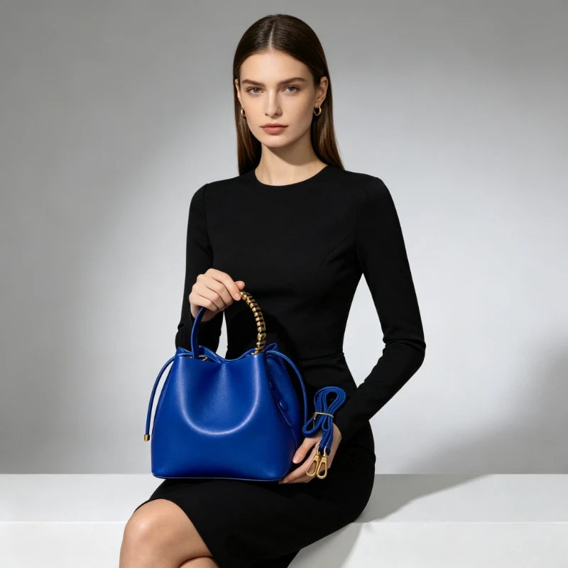 2026 New Women's Solid Color Single Shoulder Handbag Famous Luxury Designer Metal Buckle Large Capacity Diaper Bag