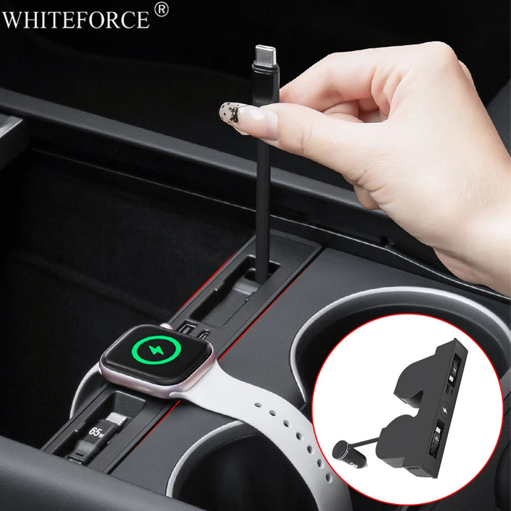 For Tesla Model Y Juniper Fast Charger USB Shunt Docking Station for Model 3 Highland Sunken Adapter Powered Splitter Extension
