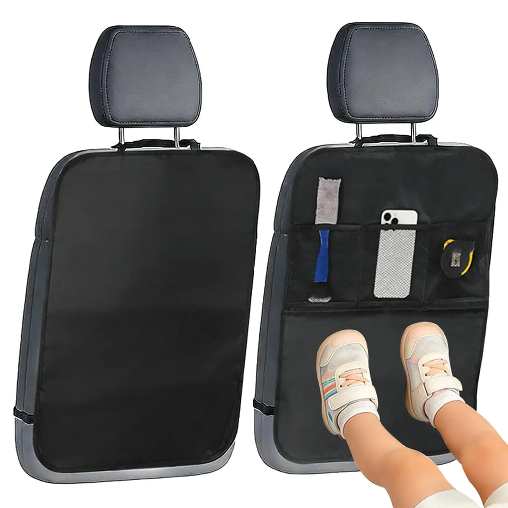 Car Seat Back Anti-Kick Pad with Storage Pocket, Universal Auto Seat Back Cover Protector