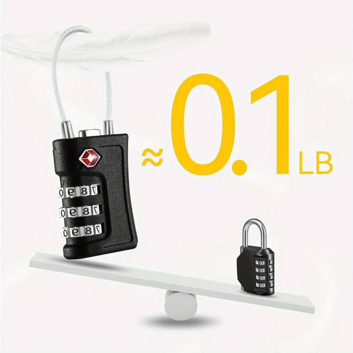 4 Pack TSA Customs Code Lock for Travel Luggage Password Changeable Black Lock Contrast Design Padlock 3 Digit Combination Lock