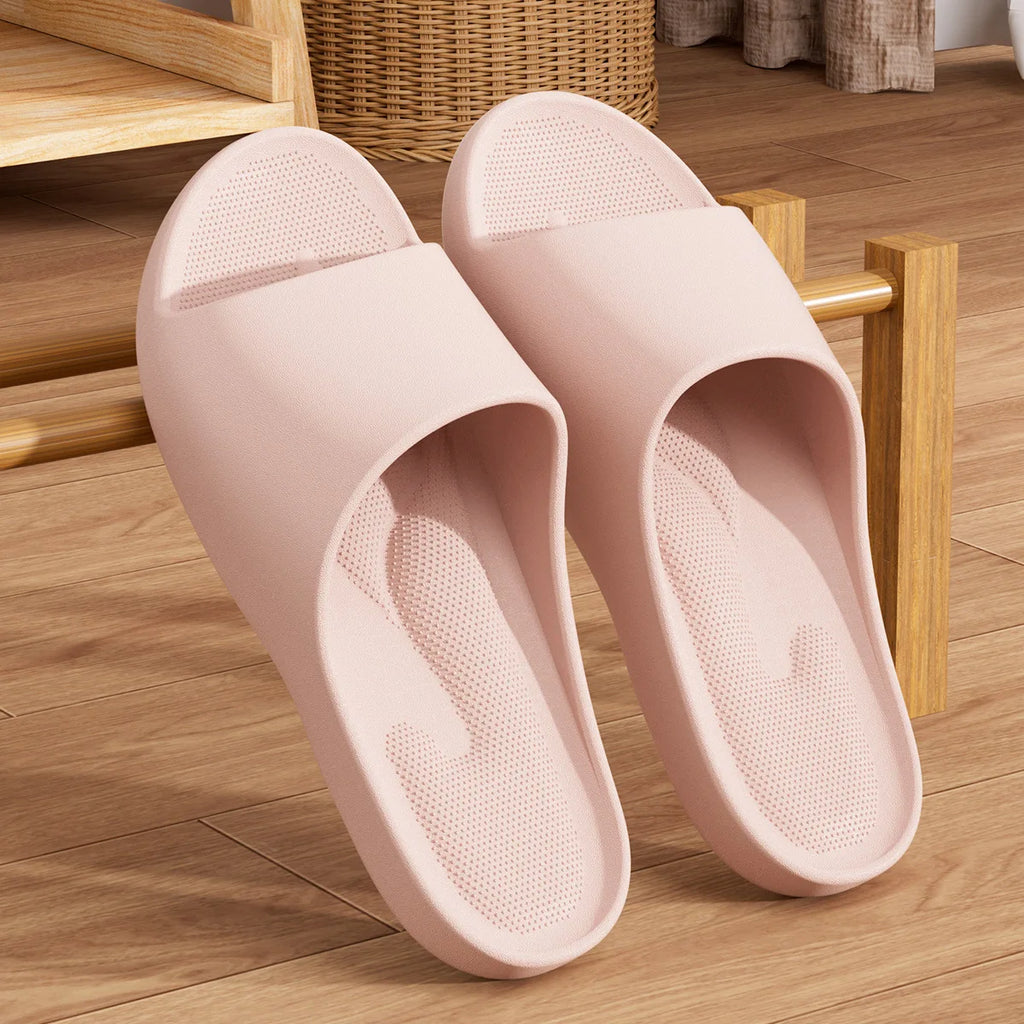 Couple Home Slippers Soft EVA Non-Slip Slides Lightweight Breathable Indoor Bathroom Shoes, Anti-Slip Platform For Men Women