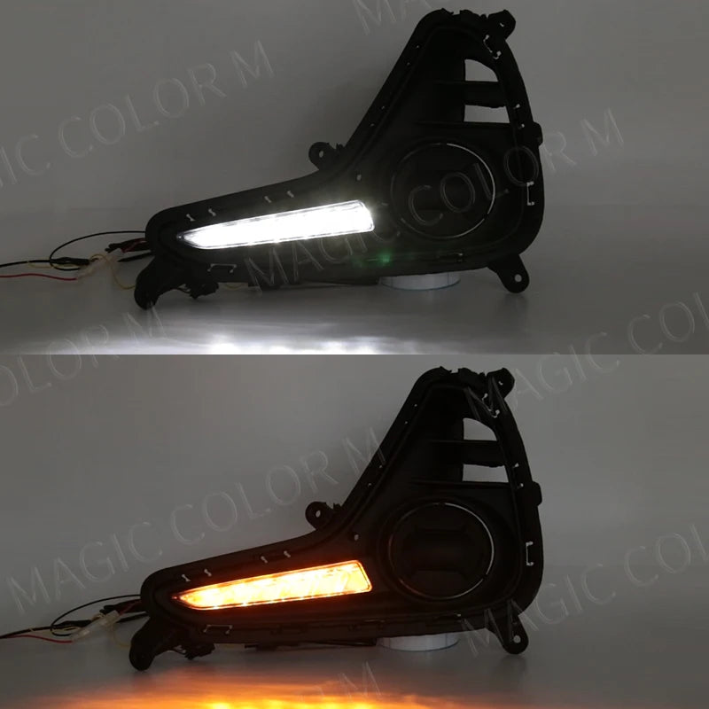 For Hyundai Grand I10 2017 2018 2019 DRL Daytime Running Light LED Fog Lamp Turn Signal Yellow White Waterproof