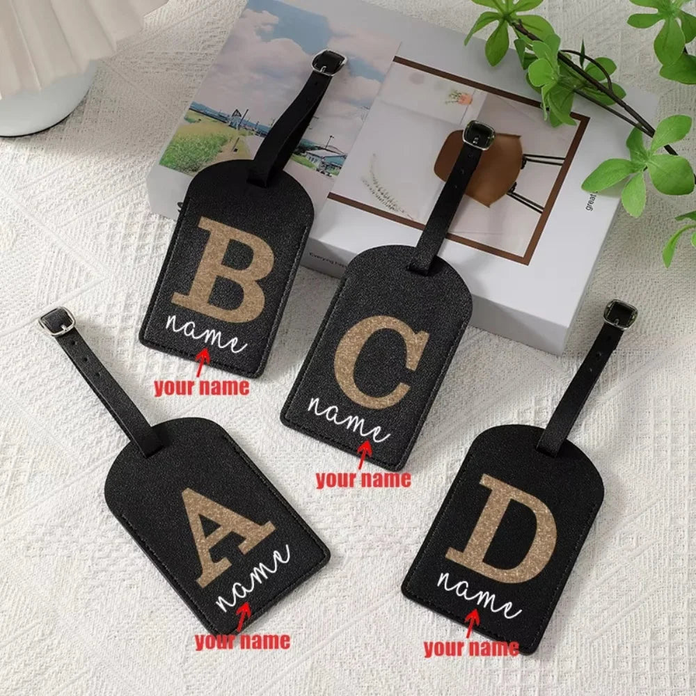 Personalized Simple A-Z Initial Custom Name Luggage Tag, Durable Creative Travel ID Card Holder, Ideal Travel Gift