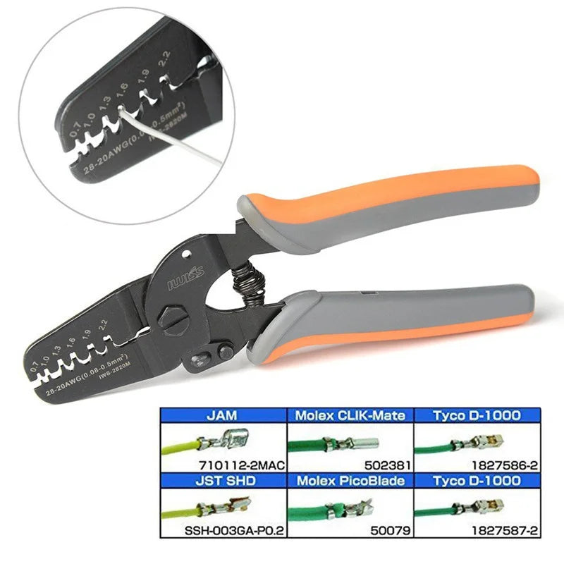 IWISS IWS-2820M Mini Micro Open Barrel Crimping PlierIWS-2412M JAM MolexTyco JST Terminals and Connectors Mini Hand Crimper Tool
