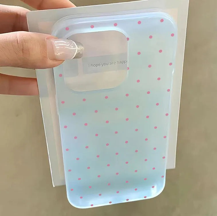 Korea ins Colorful Polka Dots Summer Y2K Matte Phone Case For iPhone 18 11 12 13 14 15 16 17 AIR Pro Max Plus Bumper Cover