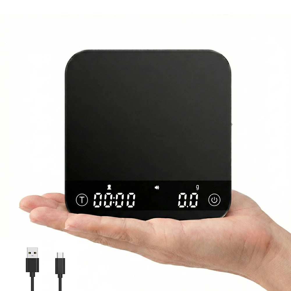 Coffee Scale 0.1g Precision 0.3g-2000g, Auto-Start Timer, Flow Rate & Ratio Modes, Tempered Glass