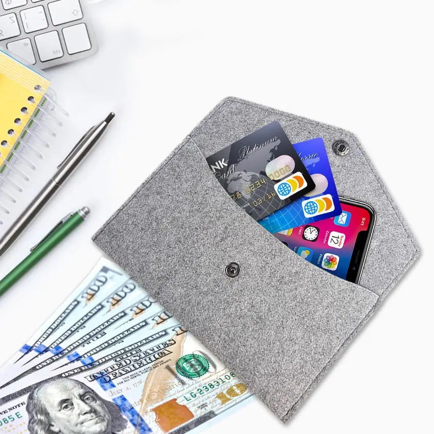 Multifunction Felt Purse for Men and Women, Wallet, Storage Bag, Glasses, Mobile Phone Case, Cash Card Holder, Portable Pouch