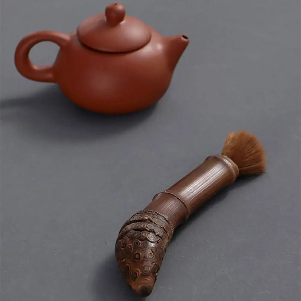 Vintage Carbonized Bamboo Root Teapot Pen Long Handle Easy To Clean Teaware Cleaning Brush Chinese Style Portable Tea Brushes