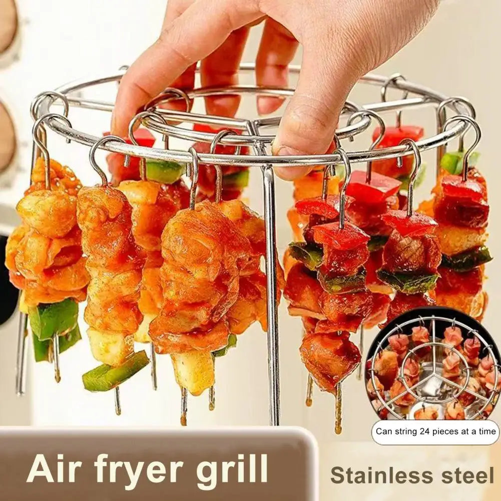 BBQ Sticks 24 Air Fryers Hanging Grills Food Grade Stainless Steel Fittings Vertical Double Hanging Grills Home Kebabs