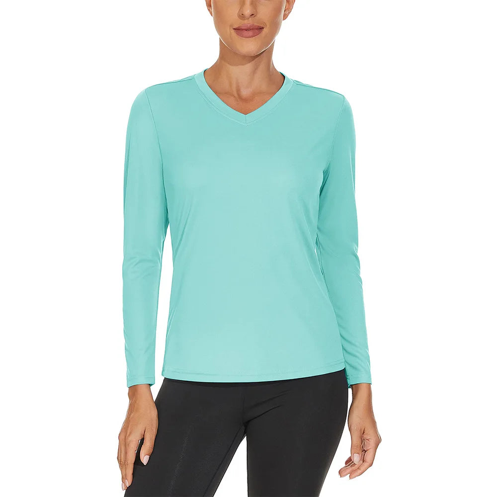 KEFITEVD UPF 50+ Women Long Sleeve T-shirts UV Sun Protection Outdoor Sport T Shirt Moisture Wicking Camping Hiking T-Shirts Tee