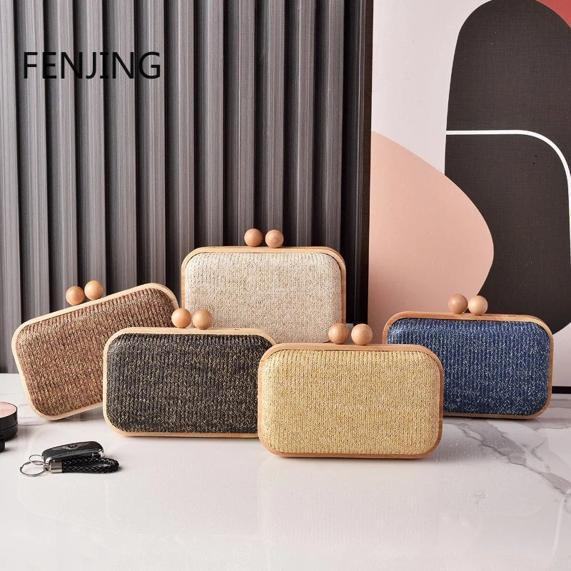 Straw Clutch Handbag 2025 Summer Beach Straw Purse for Women Woven Bag Casual Straw Shoulder Crossbody Bag New Evening Handbag