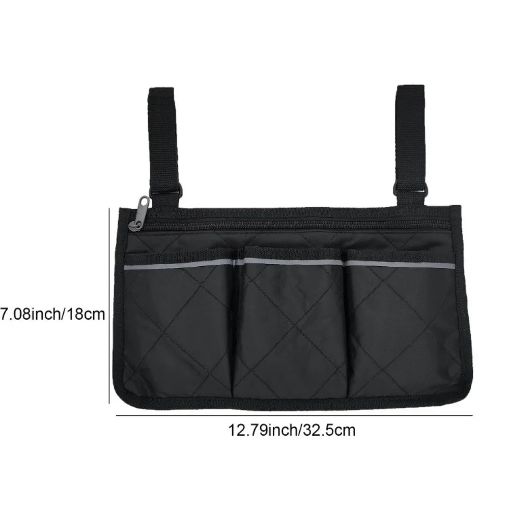 Multi-pocket Wheelchair Hanging Bag Large Capacity Multifunctional Arm Rest Pouch Waterproof Stroller Hanging Bag Stroller