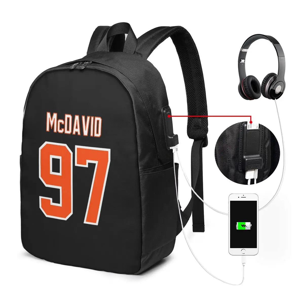 Connor McDavid  For Edmonton Oilers Fans Backpack Travel Notebook Bag Computer College Student School Bag Laptop Shoulder Bags