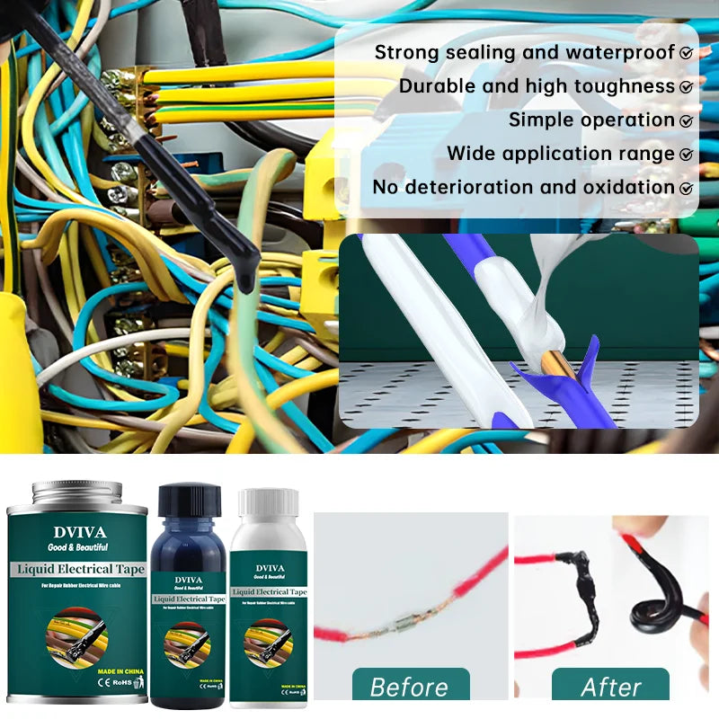 50/100/150/300ml Liquid Electrical Tape Waterproof Insulating Tape Repair Rubber Fixed Electrical Wire Cable Metal Welding Glue