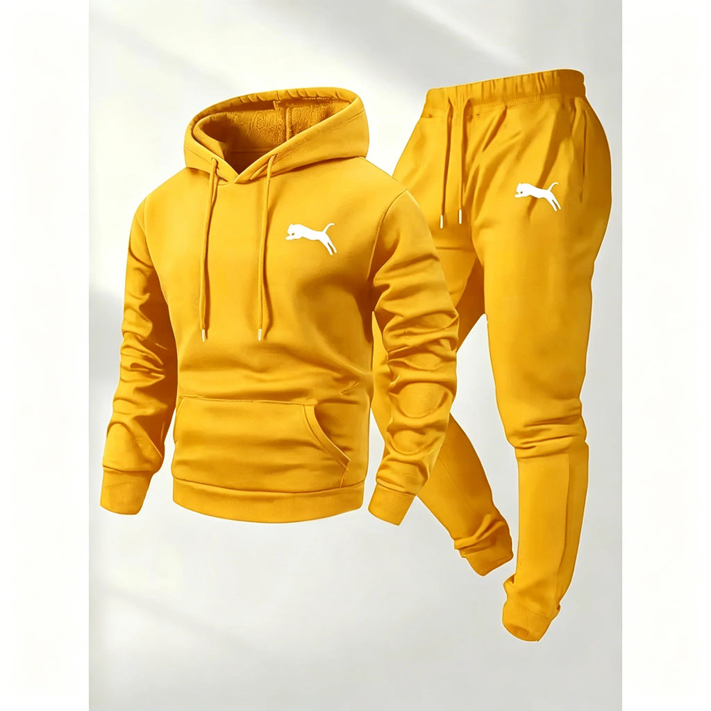 2026 Hot Selling Men's Hooded Sweatshirt & Pants Set Casual Tracksuit Streetwear Sportswear Fitness Jogger Outfit Two Piece Set