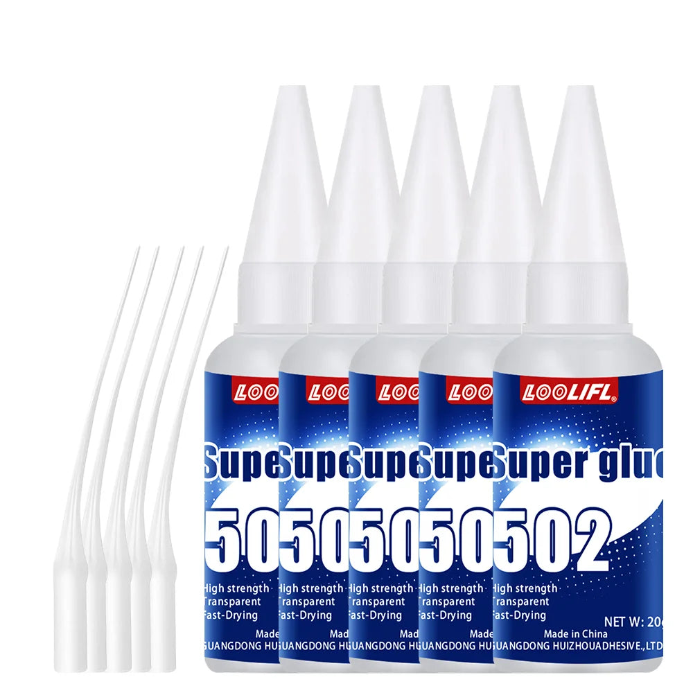 Loolifl 502 Ceramic Plastic Glass Metal Model, All Purpose Superglue for Crafts and Repairs,Clear Instant Cyanoacrylate Adhesive