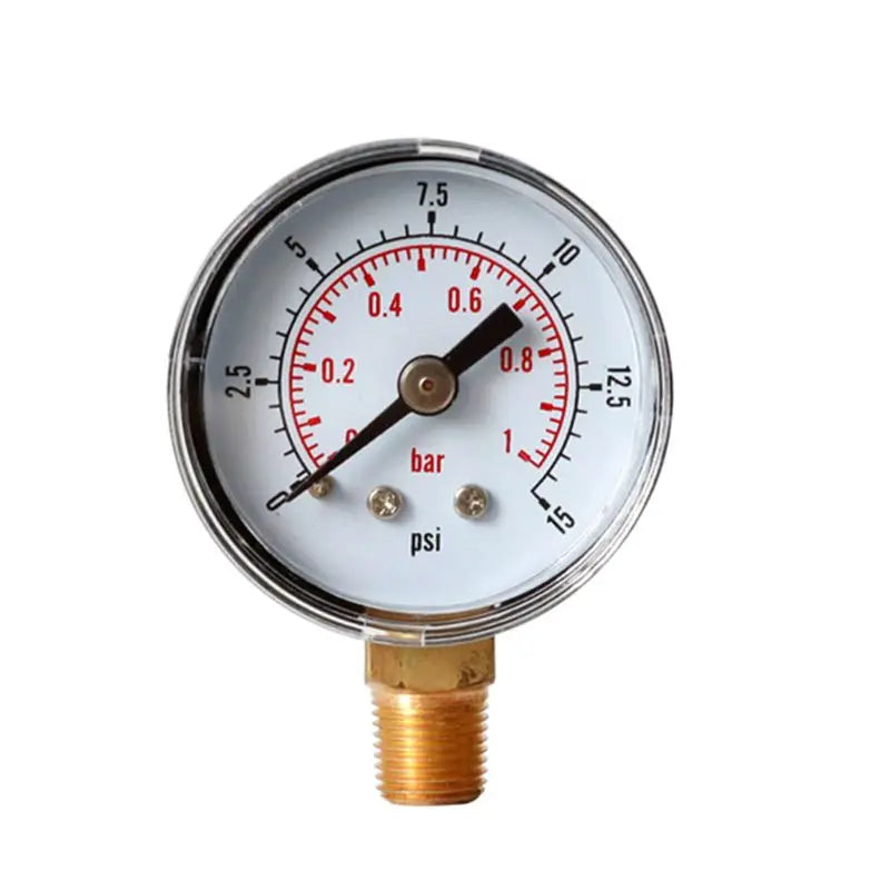 40mm Dual Scale Face Pressure Gauge 1/8" BSPT Bottom Mount 15/30/60/100/160/200/300 PSI & Bar for Air Gas Water Fuel Liquid