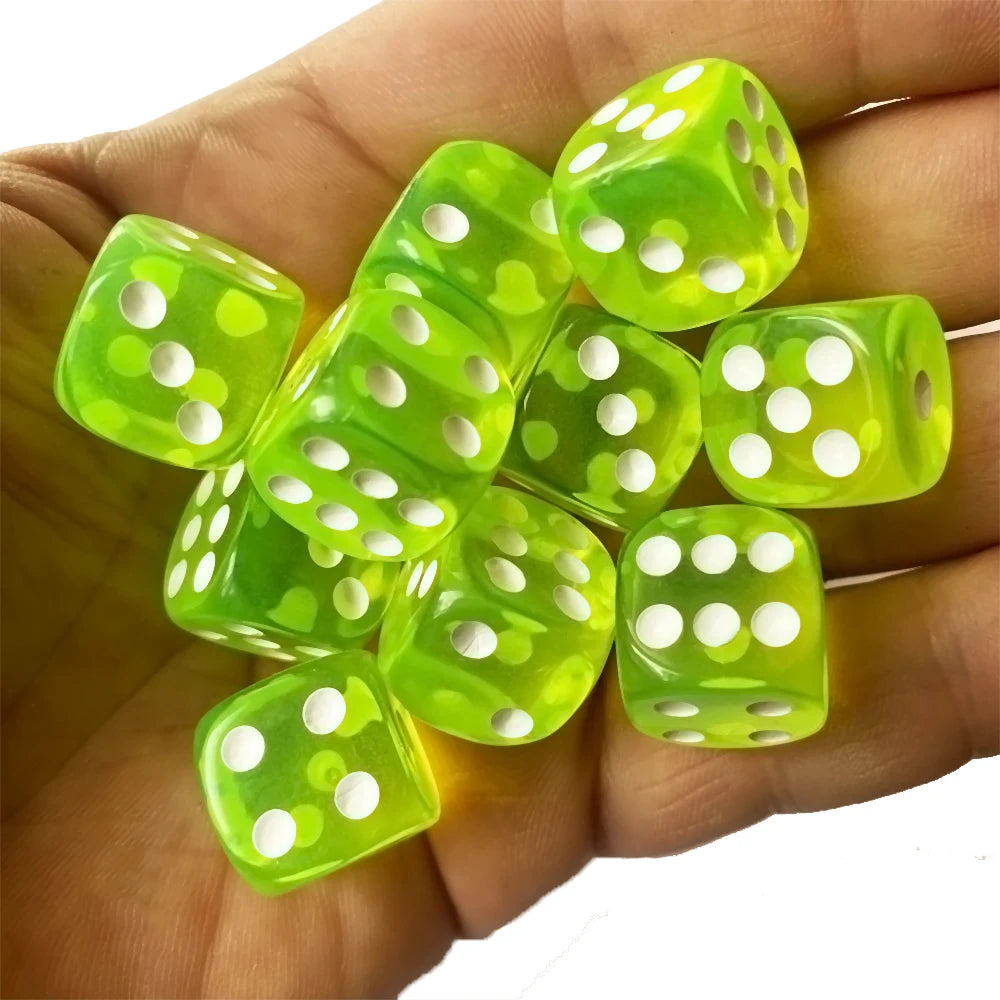 10pcs/Pack Transparent Acrylic Dice 16mm High Quality Multicolour #16 Round Corner Boutique Game Dices Cubes