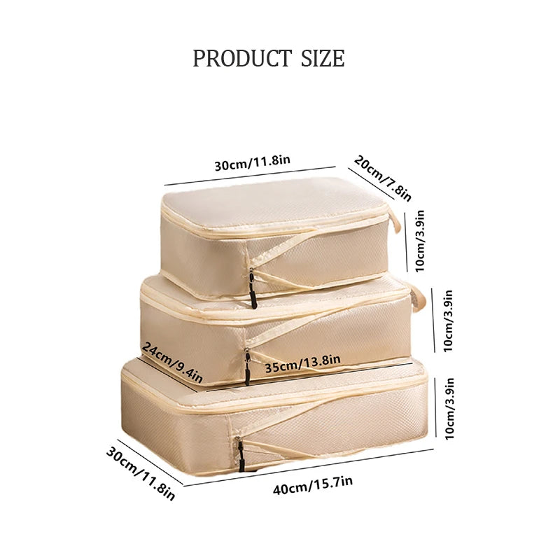 3 Piece Travel Organizer Bag Set Waterproof Women Clothes Organiser Pouch Compressible Packing Cubes Travel Portable Cubes Set