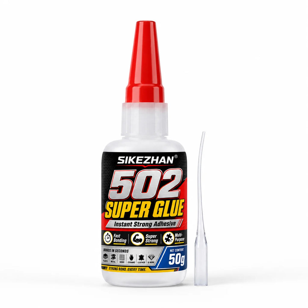 SIKEZHAN® 50g 502 Super Glue Cyanoacrylate Adhesive, Instant Quick Dry Strong Bond for Leather Rubber Glass Wood Metal Repairs