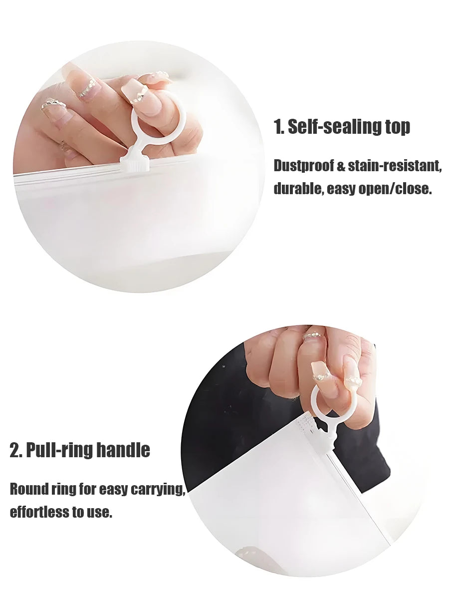 10/20pcs Frosted Waterproof Zipper Bag Portable Travel Storage Organizer Reusable Pull-Ring Pouch Multifunctional Subpackage Bag