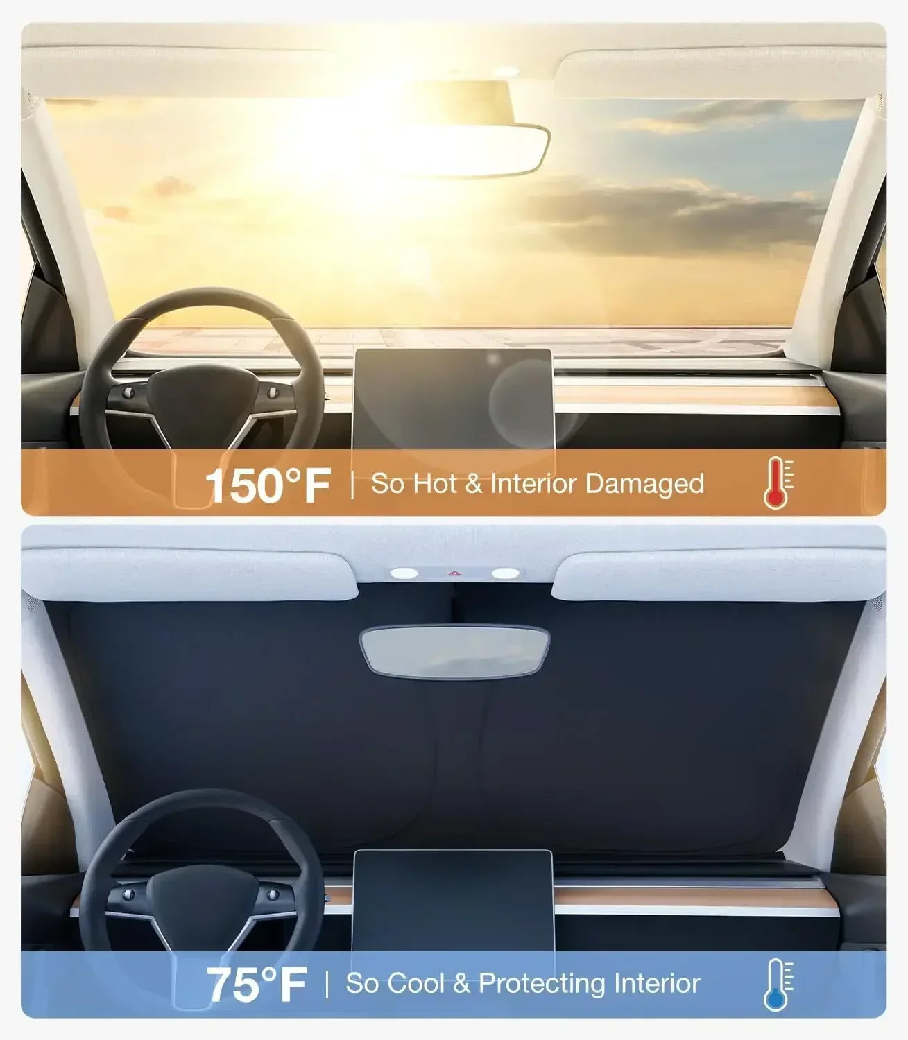 High-Efficiency Folding Windshield Sunshade for Tesla Model Y 3 Heat Block Sun Protection Visor Accessories
