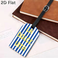 Striped Luggage Tag Blue White Pattern "LA DOLCE VITA" Printed Travel Bag Tag Suitcase Baggage Identifier for Travel Additions
