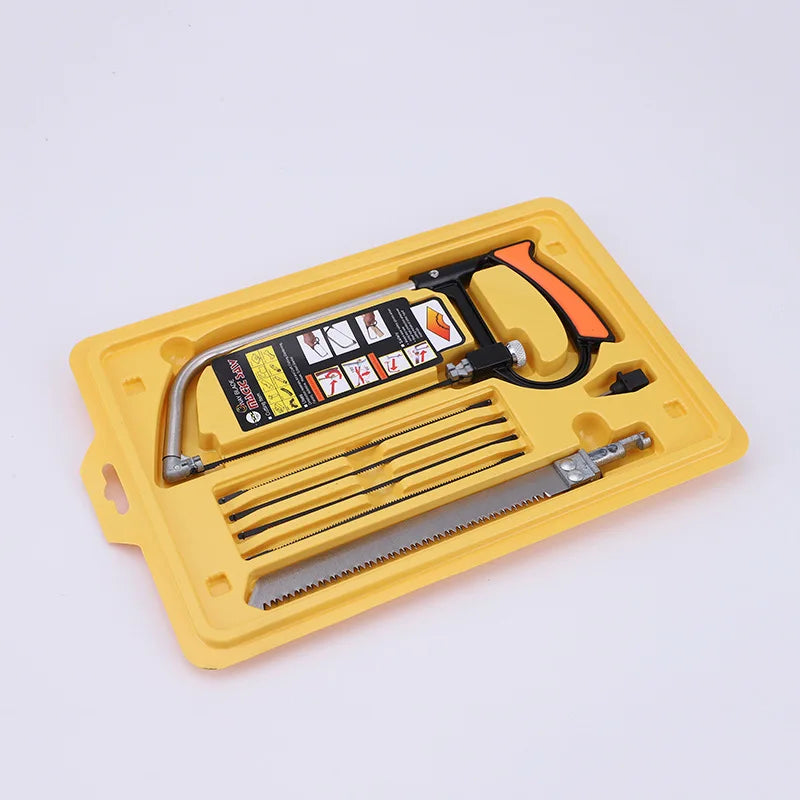 8in1 Multi-Purpose Hand Saw DIY Steel Saw Kit with 6 Blades for Woodworking Metalworking Glass Cutting Model Hobby Tool