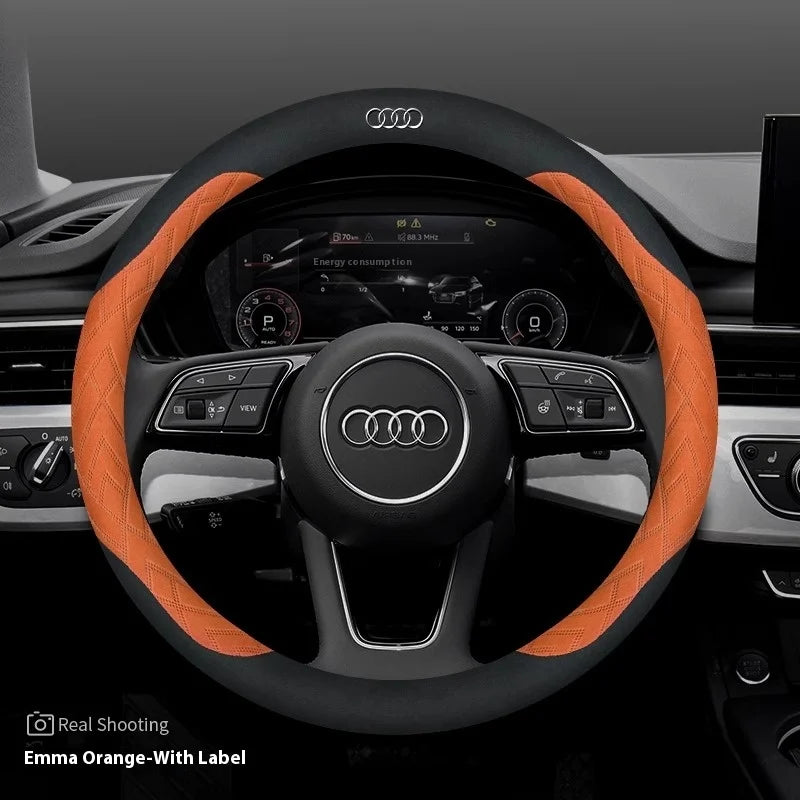 Car Steering Wheel Cover For Audi ABT A1 A2 A3 A4 A5 A6 A7 A8 Q2 Q3 Q4 Q5 Q7 Q8 TT RS3 RS4 RS5 RS6 RS7 S3 S4 S5 S6 S7 S8 S line