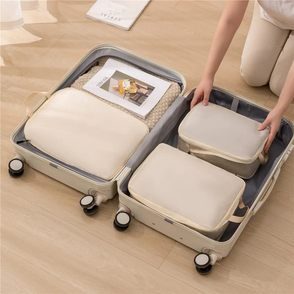 3Pcs/Set Travel Compressible Packing Cubes Multifunction Travel Storage Bag Waterproof Suitcase Nylon Portable Luggage Organizer