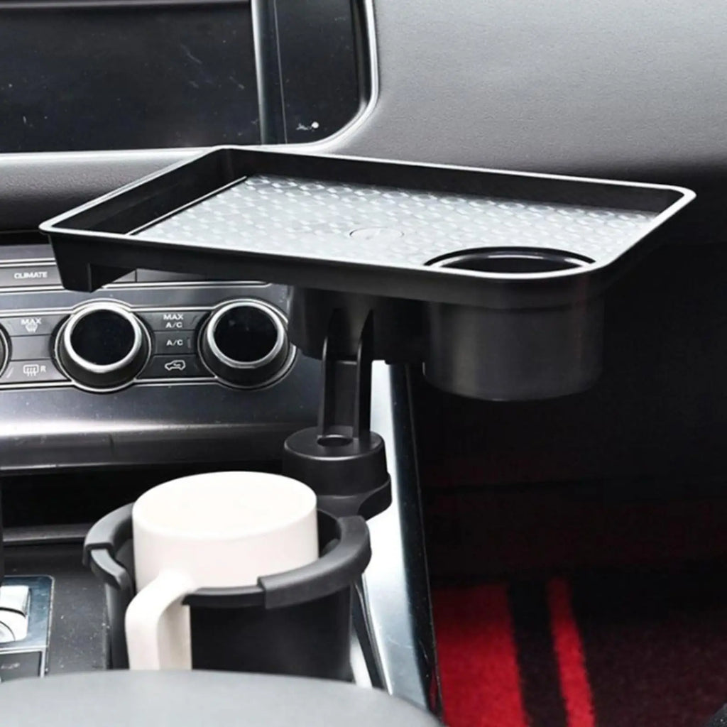 Universal Car Cup Holder Tray Adjustable Dual Cup Holder Auto Dining Plate Expandable Bracket 360 Rotating