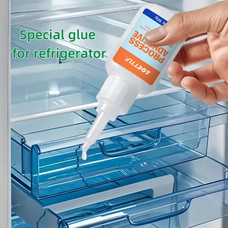 50g Refrigerator Repair Glue Fast Drying Strong Adhesive for Drawers Brackets  Seals Glass Doors Low Temp  Nozzle - Transparent