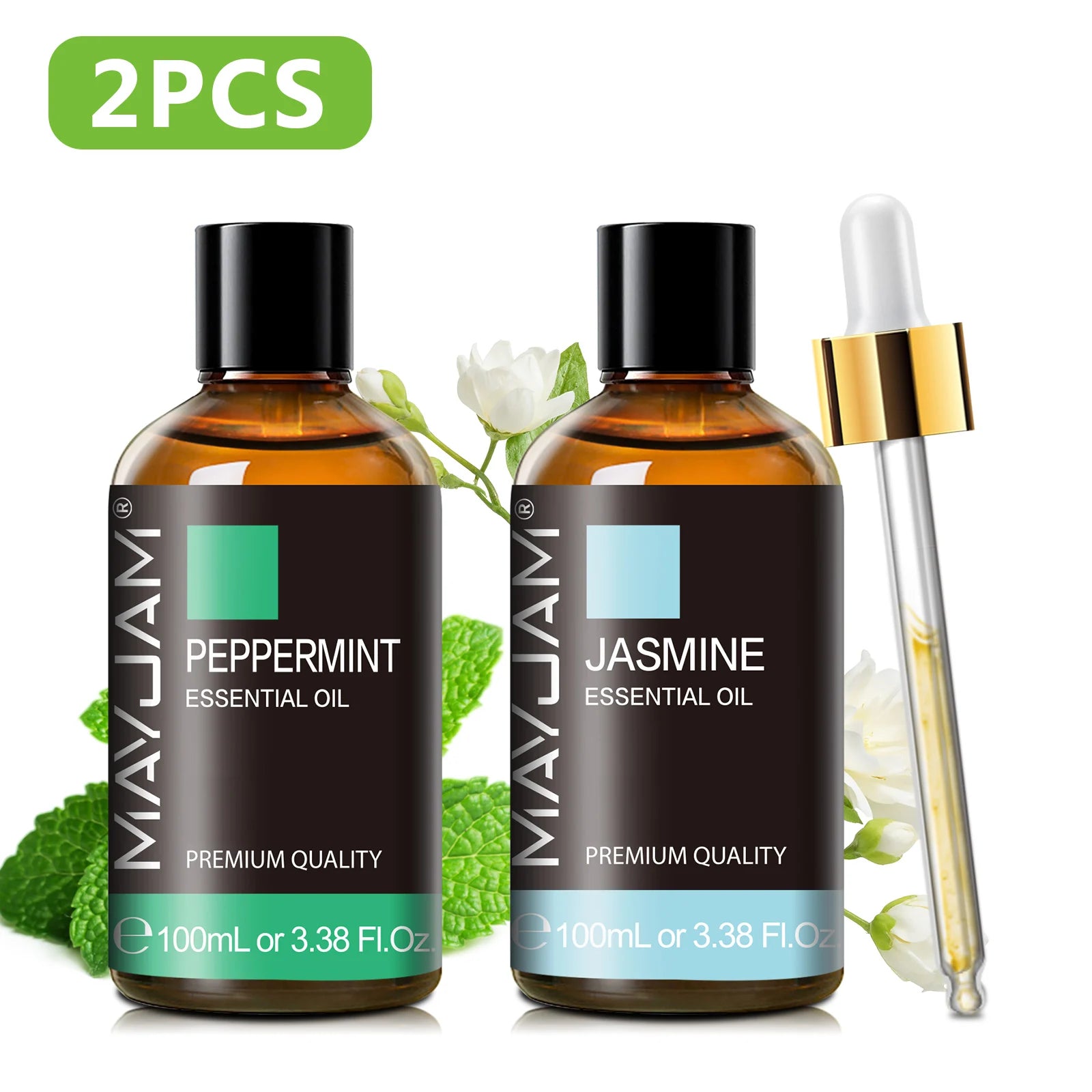MAYJAM 2PCS Natural Plant Essential Oils Lavender Jasmine Eucalyptus Vanilla Fragrance Oil for Humidifier Diffuser